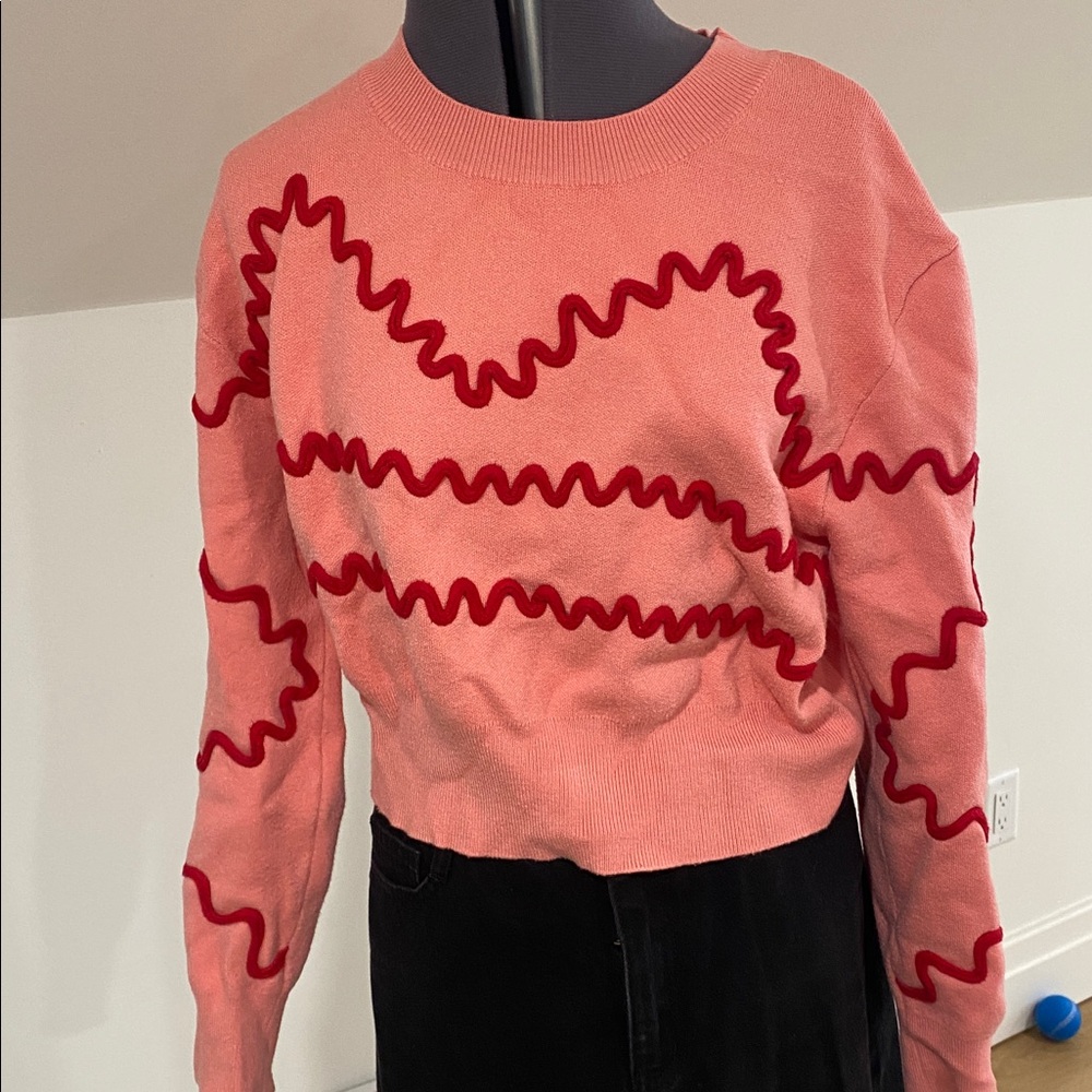 Pink Sweater with Red detailing